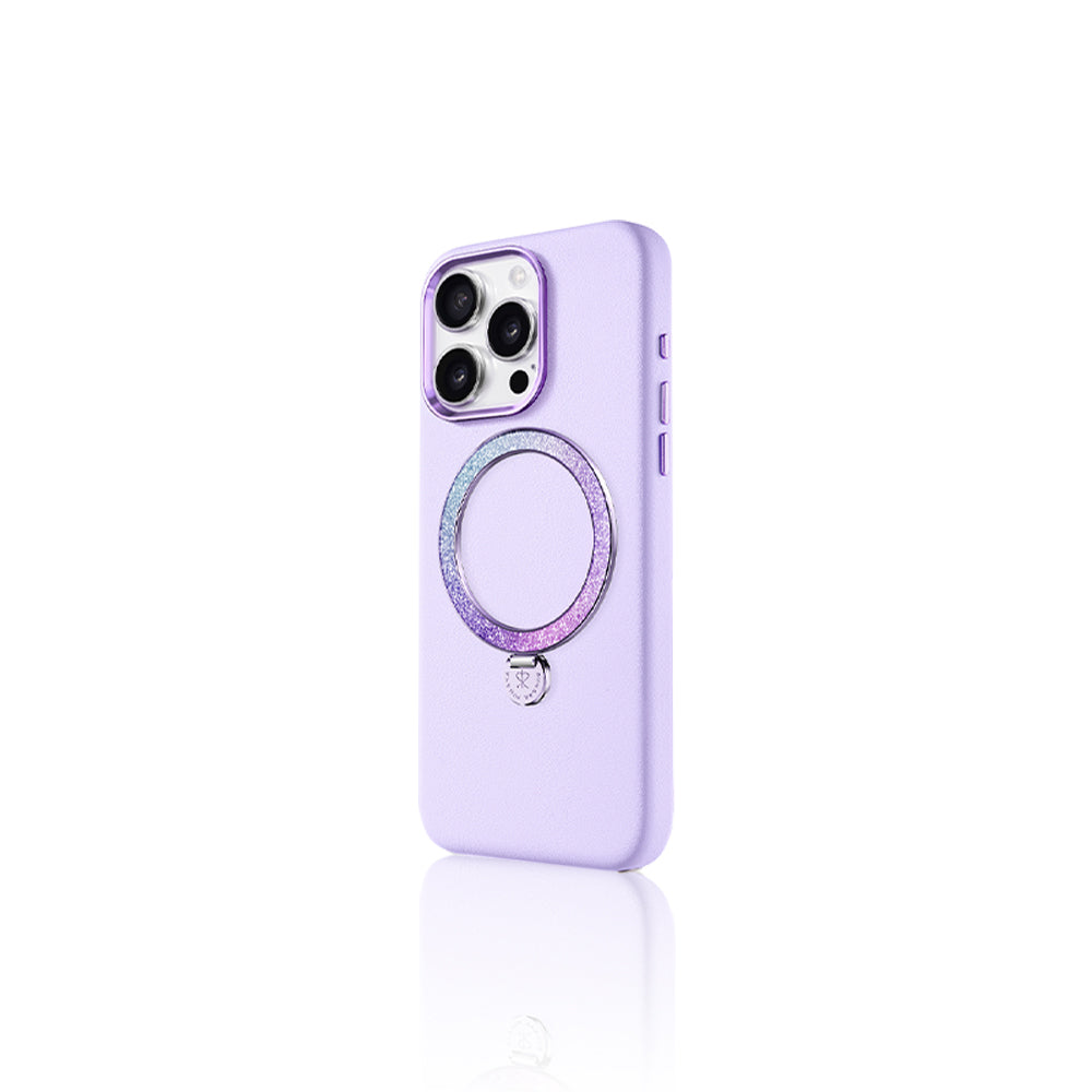 iPhone 15 Pro Kılıf M-safe Şarj Özellikli Standlı Suni Deri Tasarımlı Pynana Dancing Circle Serisi Kılıf