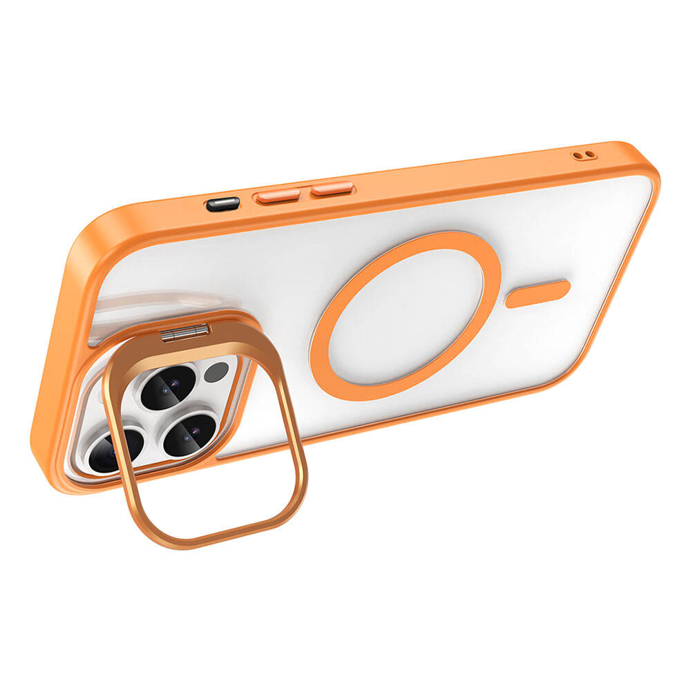 iPhone 15 Pro Kılıf M-safe Şarj Özellikli Standlı Zore M-safe Klon Lensli Kılıf