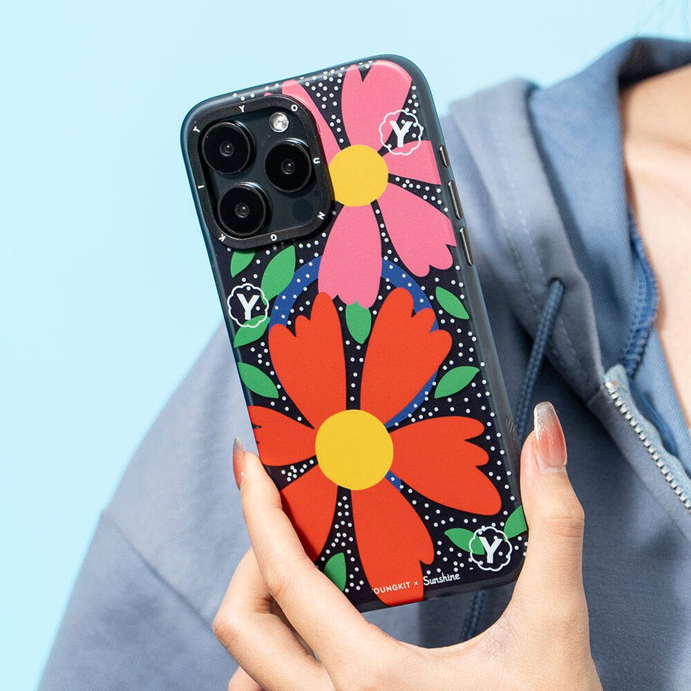 iPhone 15 Pro Kılıf M-safe Şarj Özellikli Sunshine Tasarımlı Youngkit Colorful Serisi Kılıf
