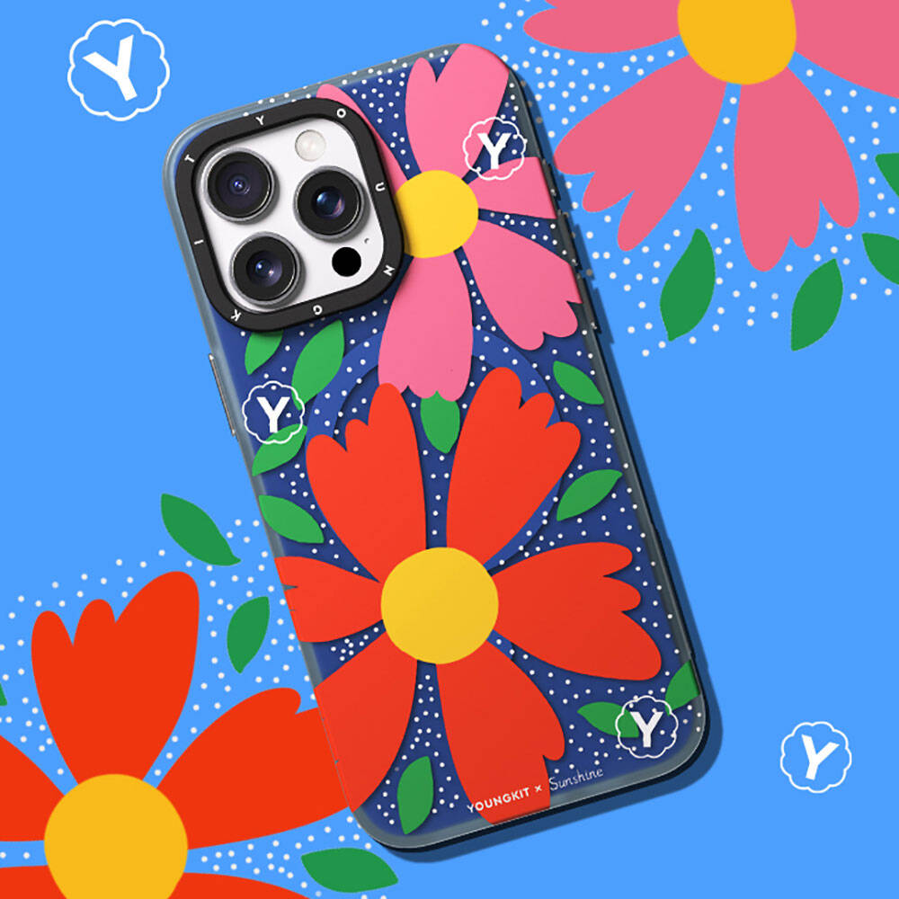 iPhone 15 Pro Kılıf M-safe Şarj Özellikli Sunshine Tasarımlı Youngkit Colorful Serisi Kılıf