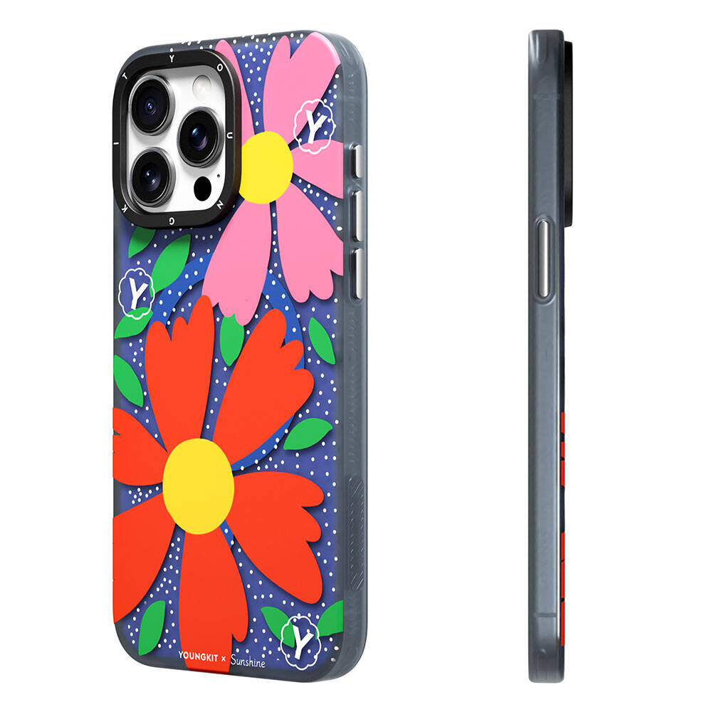 iPhone 15 Pro Kılıf M-safe Şarj Özellikli Sunshine Tasarımlı Youngkit Colorful Serisi Kılıf