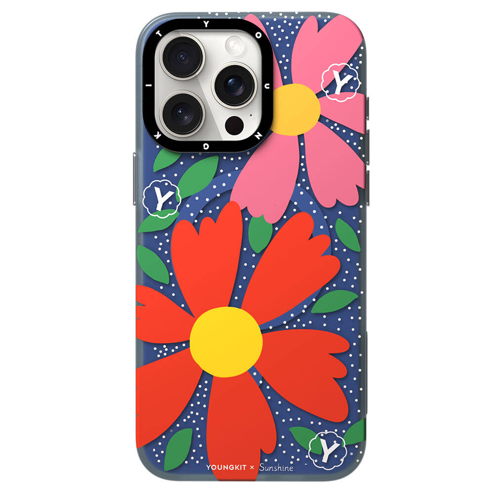 iPhone 15 Pro Kılıf M-safe Şarj Özellikli Sunshine Tasarımlı Youngkit Colorful Serisi Kılıf