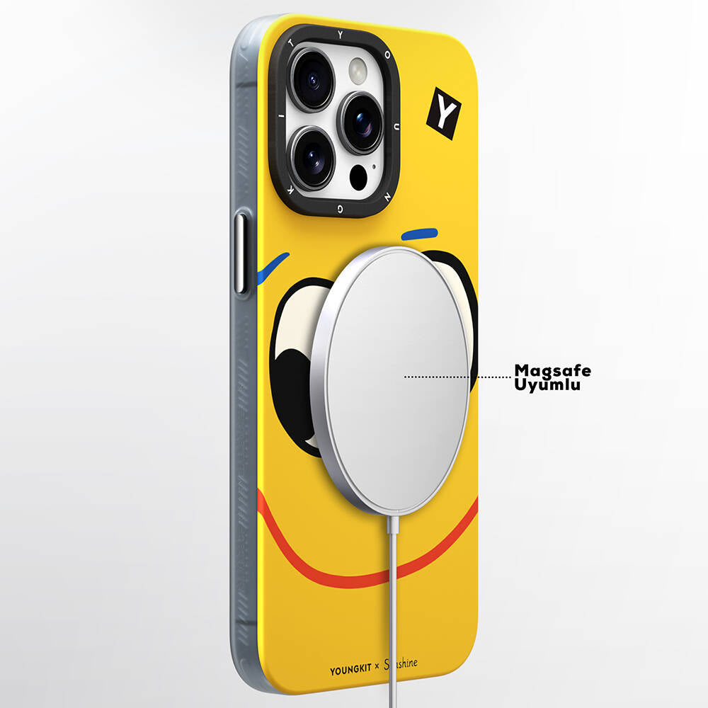iPhone 15 Pro Kılıf M-safe Şarj Özellikli Sunshine Tasarımlı Youngkit Daily Happy Serisi Kılıf
