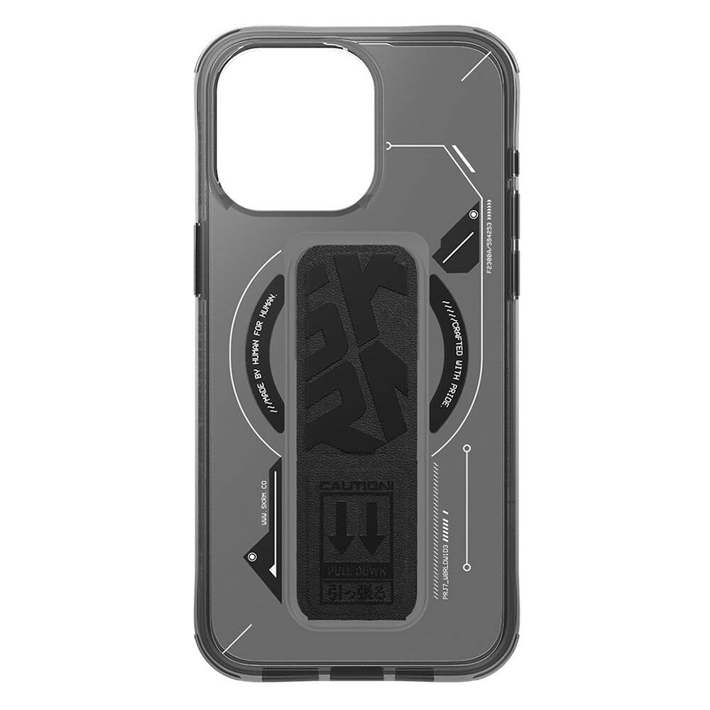 iPhone 15 Pro Kılıf M-safe Şarj Özellikli Teknoloji Desenli Standlı Skinarma Helio Kılıf