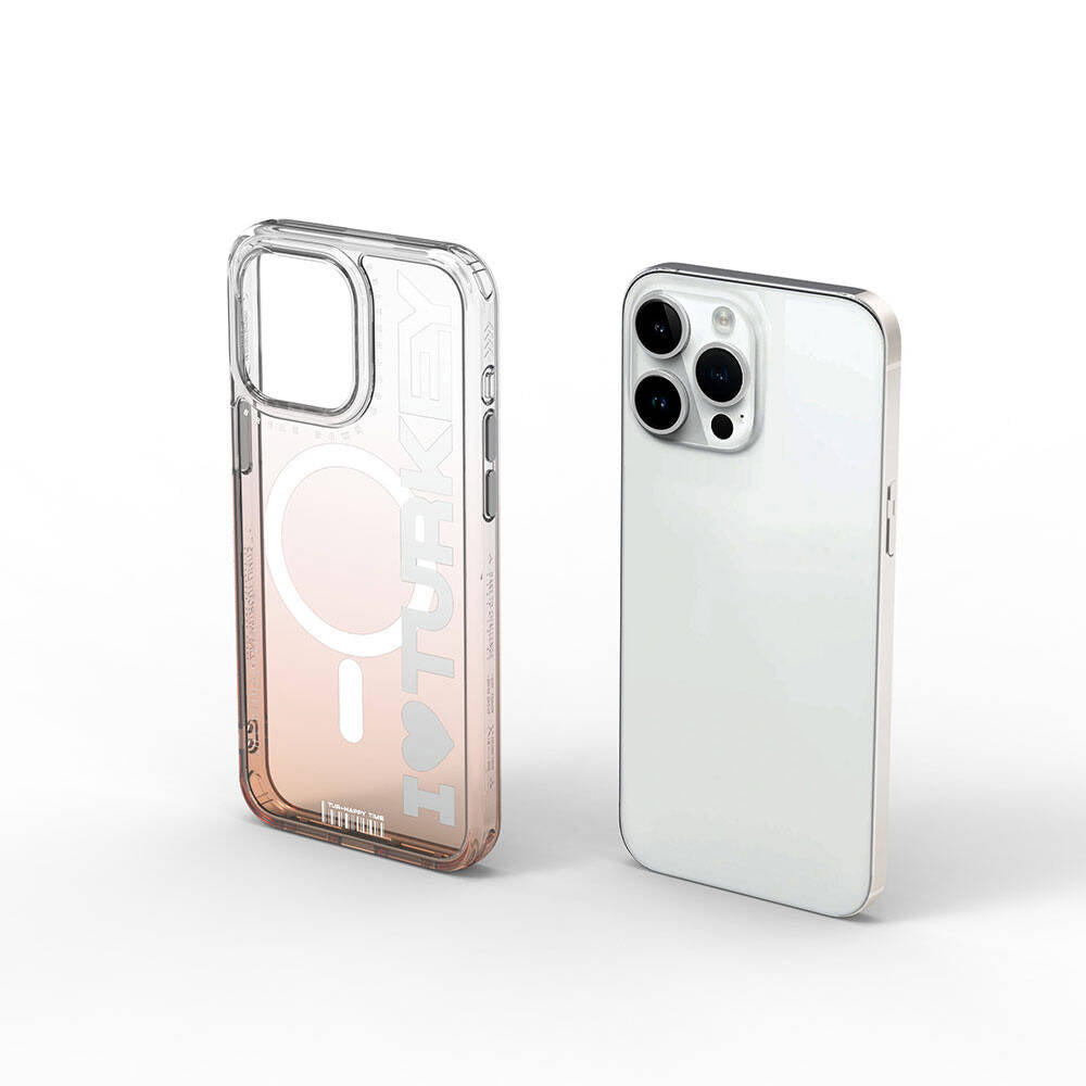iPhone 15 Pro Kılıf M-safe Şarj Özellikli Transparan Renk Geçişli Wiwu Turkey C Serisi Kılıf