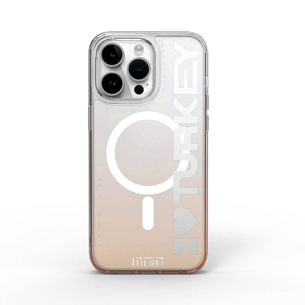 iPhone 15 Pro Kılıf M-safe Şarj Özellikli Transparan Renk Geçişli Wiwu Turkey C Serisi Kılıf