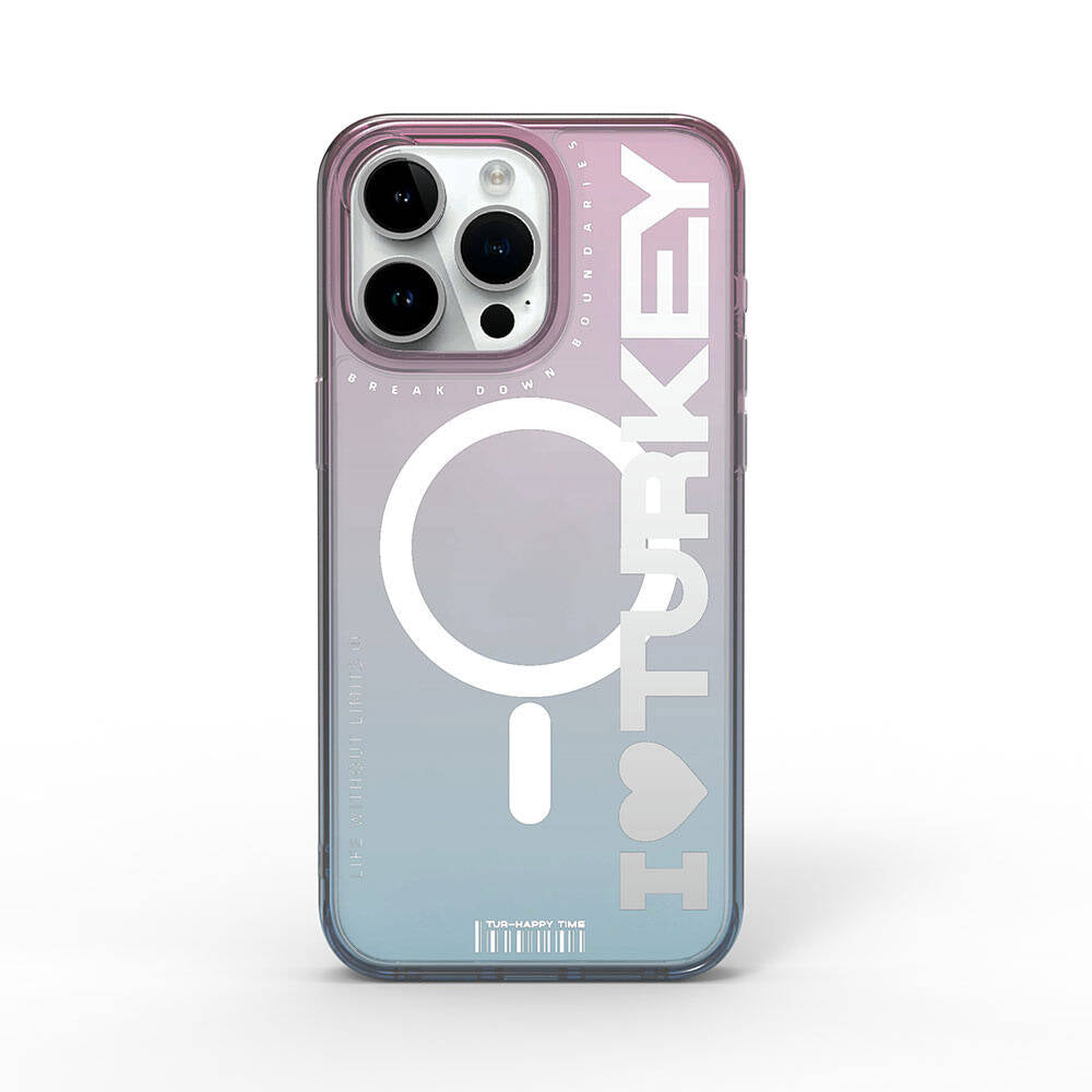 iPhone 15 Pro Kılıf M-safe Şarj Özellikli Transparan Renk Geçişli Wiwu Turkey C Serisi Kılıf