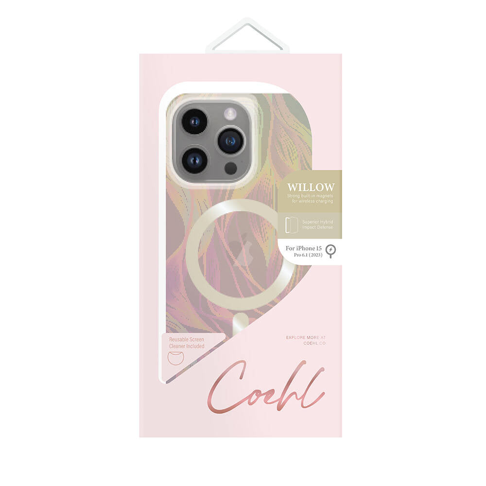 iPhone 15 Pro Kılıf M-safe Şarj Özellikli Yaprak Desenli Coehl Willow Kılıf