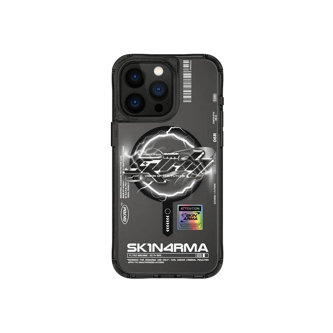 iPhone 15 Pro Kılıf M-safe Şarj Özellikli Yazı Desenli SkinArma Bolt Kılıf