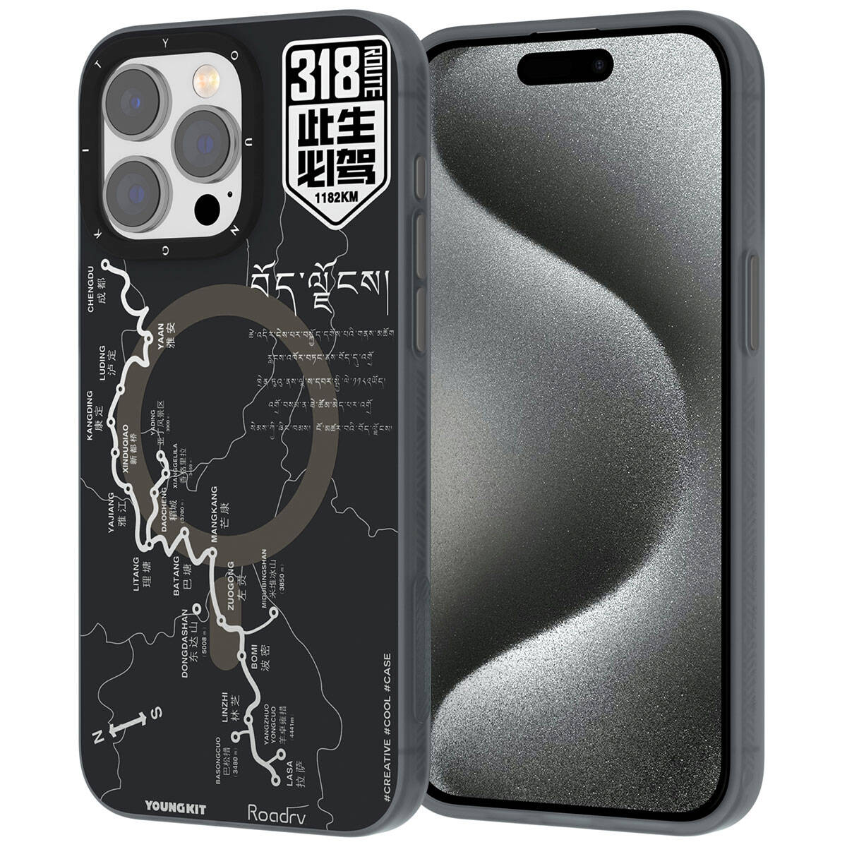 iPhone 15 Pro Kılıf M-safe Şarj Özellikli Youngkit 318 Road Serisi Kılıf