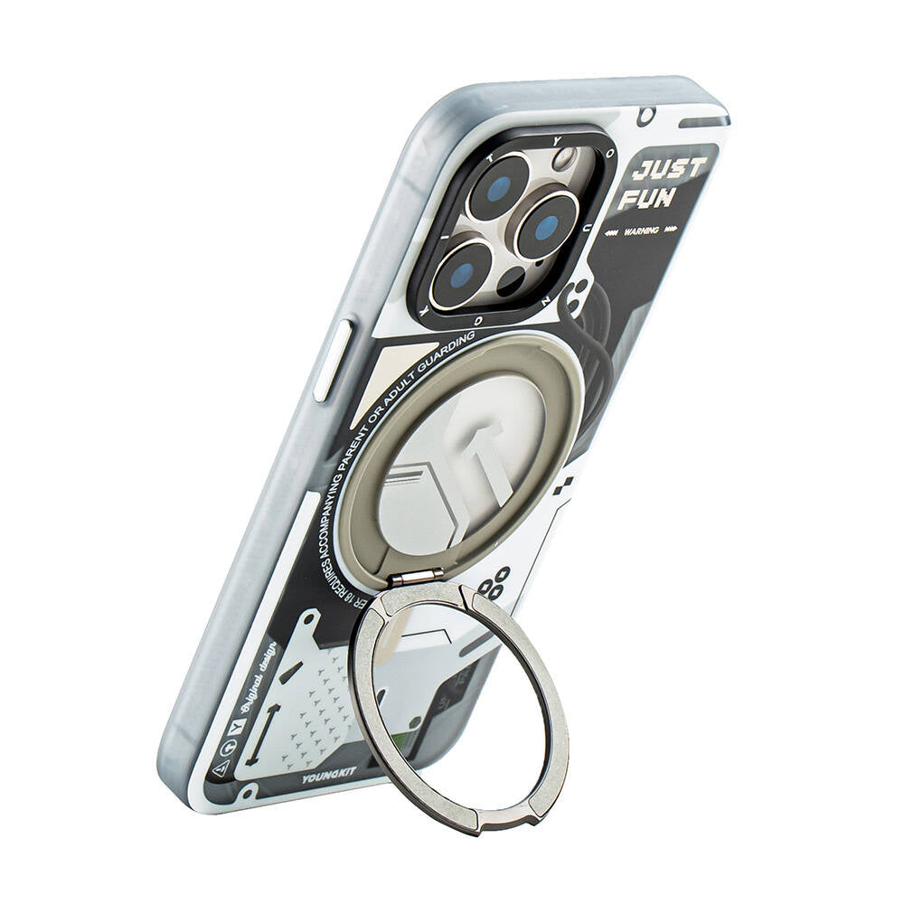 iPhone 15 Pro Kılıf M-safe Şarj Özellikli Youngkit 360° Standlı Starship Serisi Kılıf