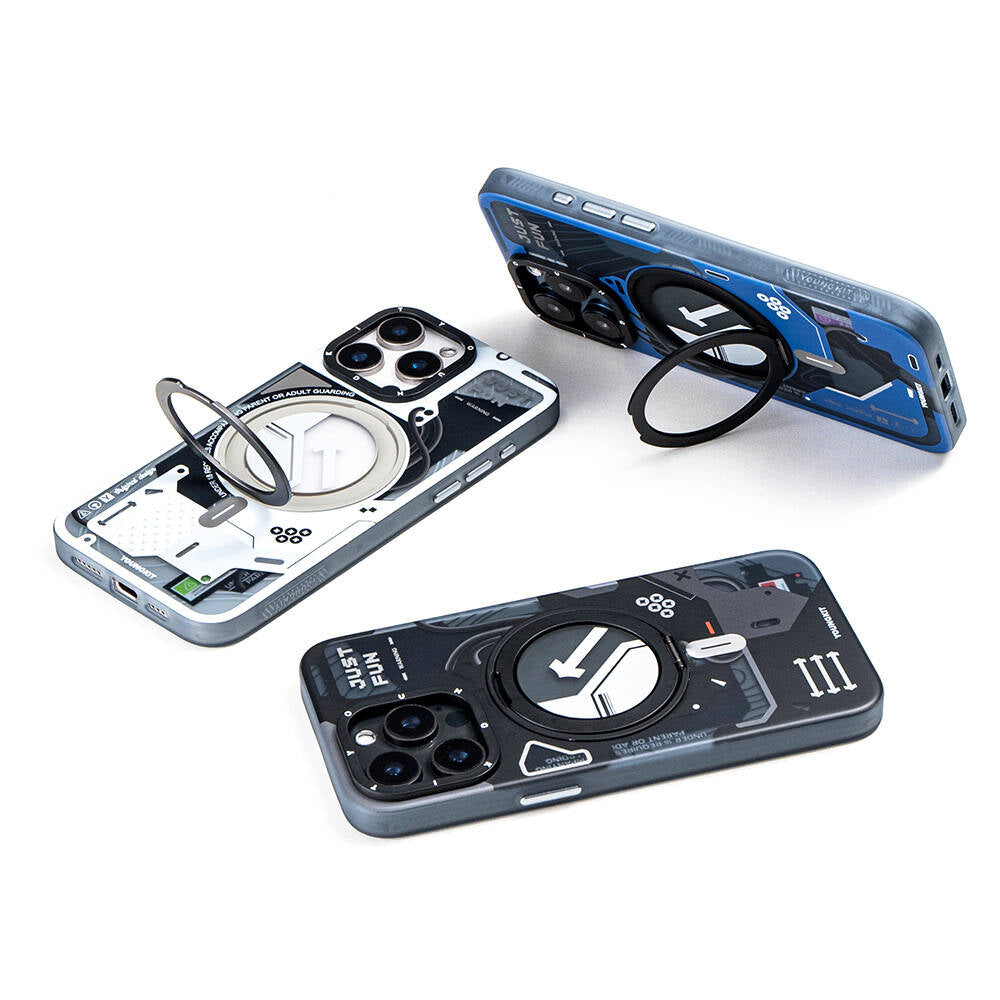 iPhone 15 Pro Kılıf M-safe Şarj Özellikli Youngkit 360° Standlı Starship Serisi Kılıf