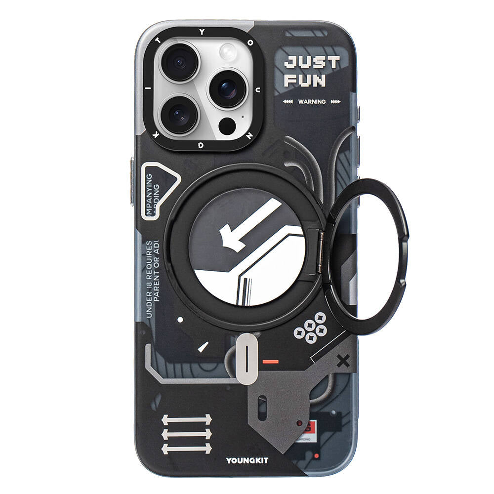 iPhone 15 Pro Kılıf M-safe Şarj Özellikli Youngkit 360° Standlı Starship Serisi Kılıf