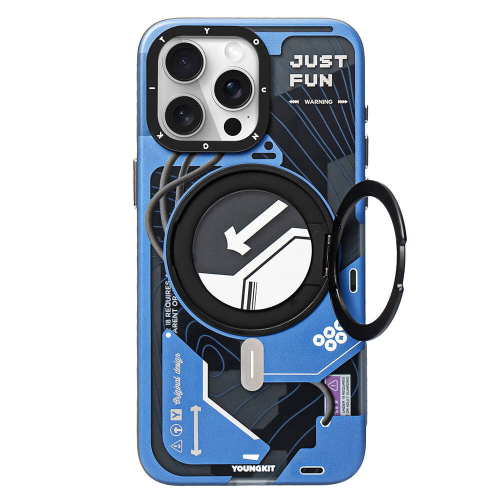 iPhone 15 Pro Kılıf M-safe Şarj Özellikli Youngkit 360° Standlı Starship Serisi Kılıf