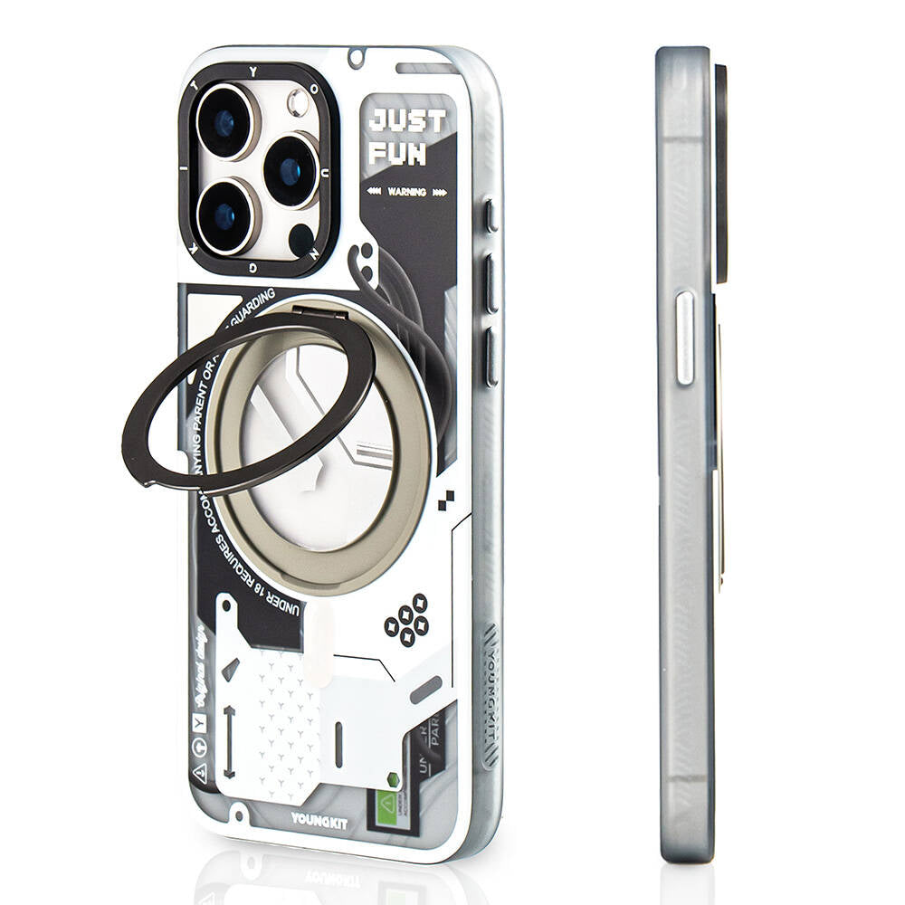iPhone 15 Pro Kılıf M-safe Şarj Özellikli Youngkit 360° Standlı Starship Serisi Kılıf