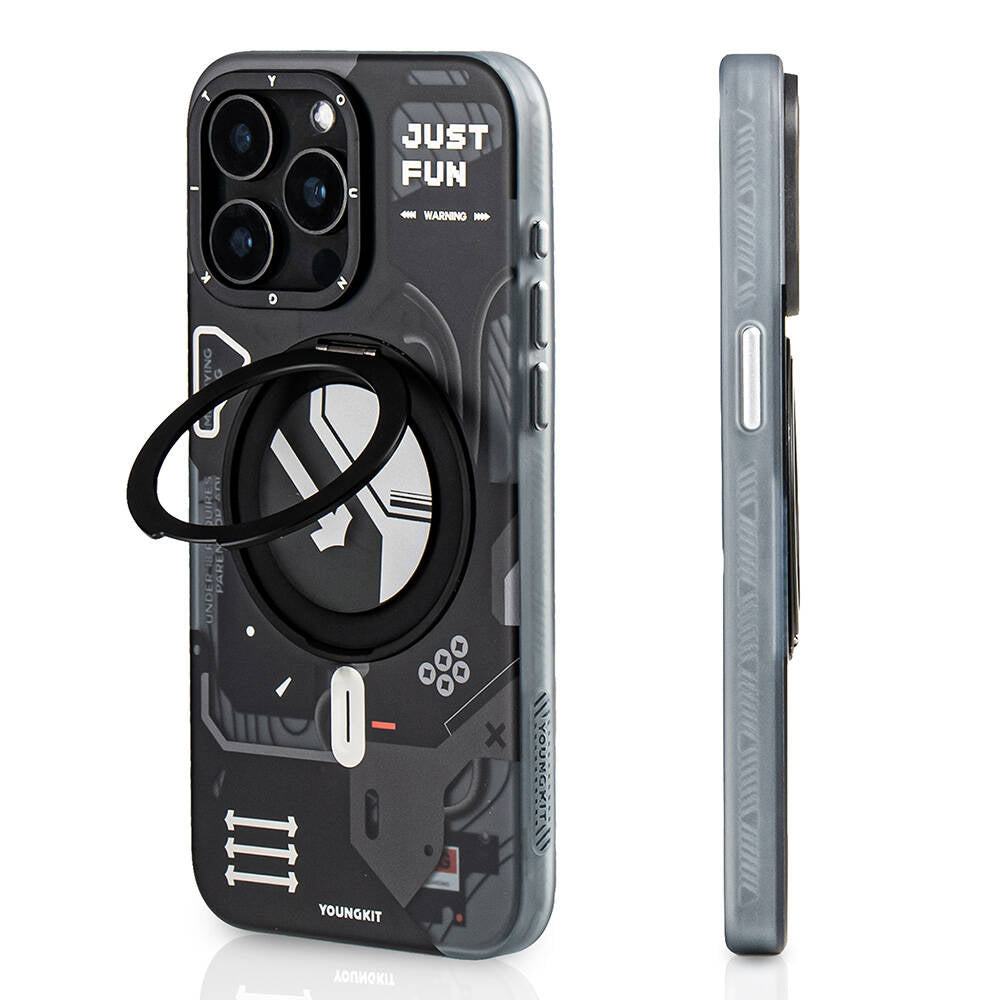 iPhone 15 Pro Kılıf M-safe Şarj Özellikli Youngkit 360° Standlı Starship Serisi Kılıf