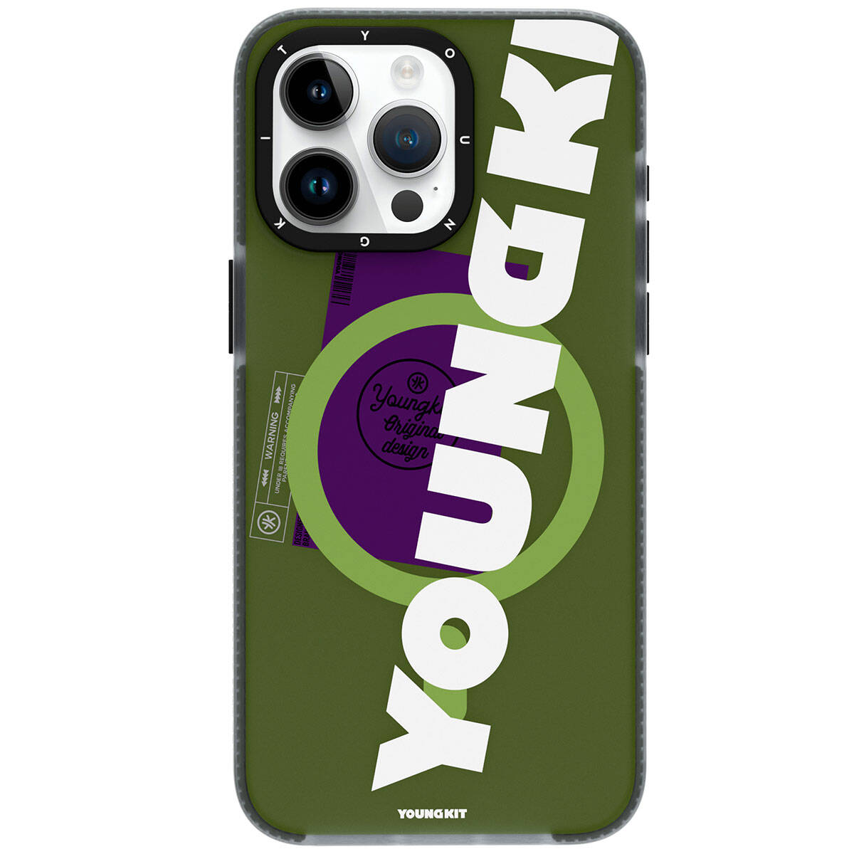 iPhone 15 Pro Kılıf M-safe Şarj Özellikli Youngkit Binfen Serisi Yazı Temalı Kılıf