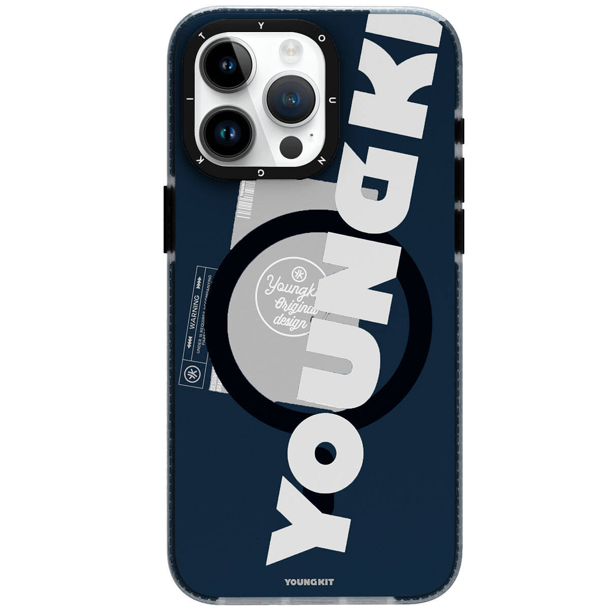 iPhone 15 Pro Kılıf M-safe Şarj Özellikli Youngkit Binfen Serisi Yazı Temalı Kılıf