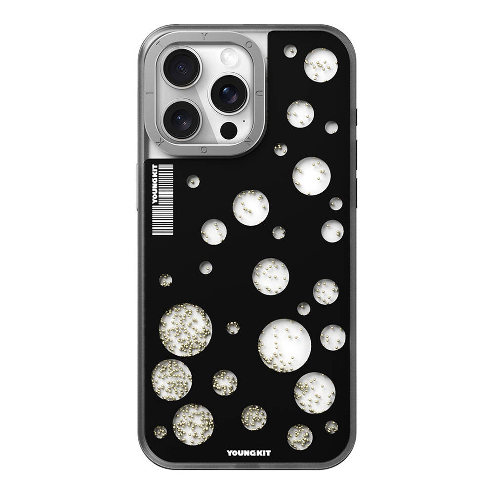 iPhone 15 Pro Kılıf M-safe Şarj Özellikli Youngkit Quicksand Beads Serisi Kılıf