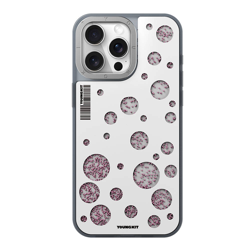 iPhone 15 Pro Kılıf M-safe Şarj Özellikli Youngkit Quicksand Beads Serisi Kılıf