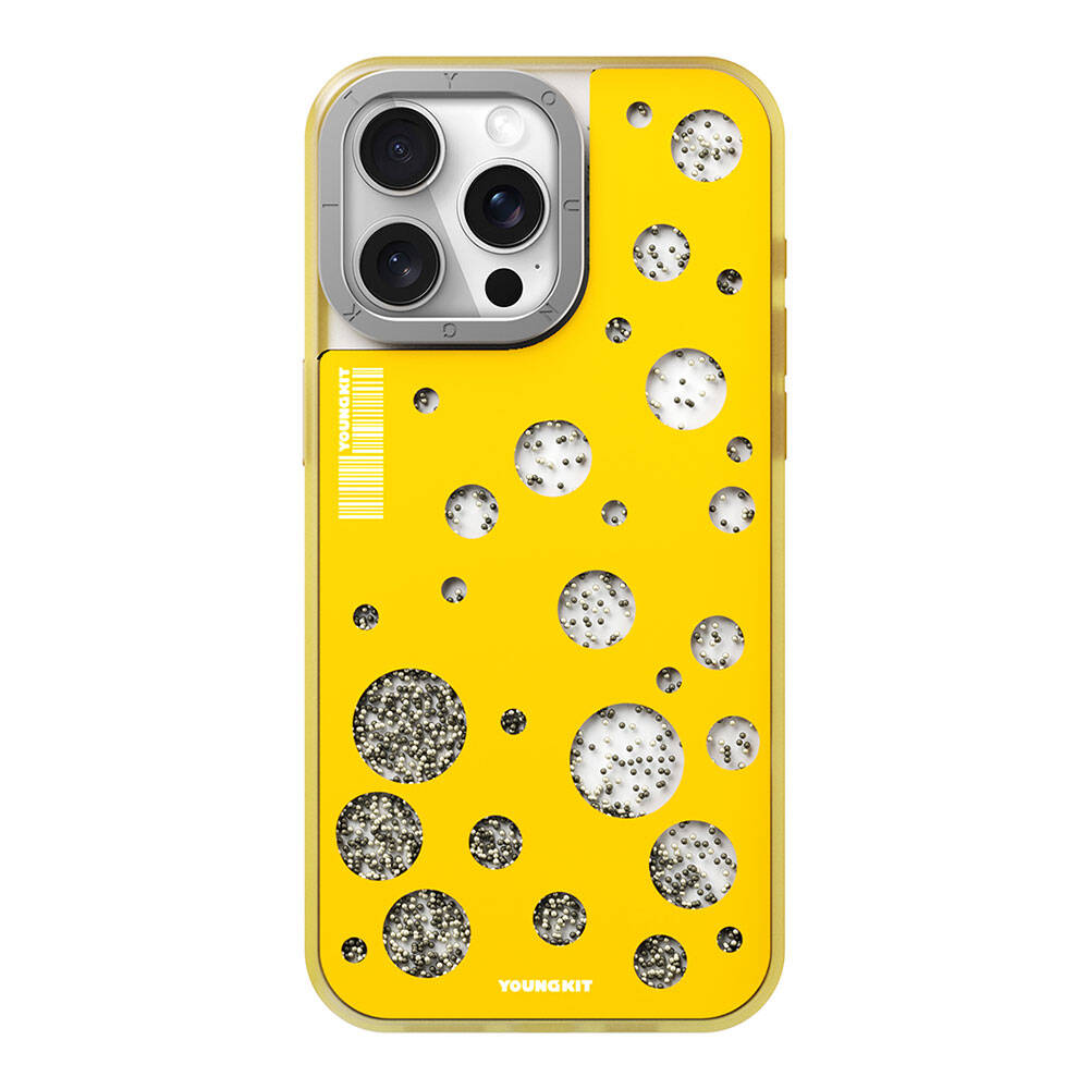 iPhone 15 Pro Kılıf M-safe Şarj Özellikli Youngkit Quicksand Beads Serisi Kılıf