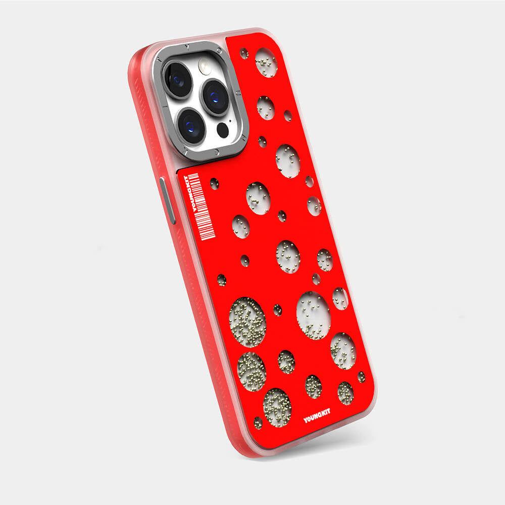 iPhone 15 Pro Kılıf M-safe Şarj Özellikli Youngkit Quicksand Beads Serisi Kılıf