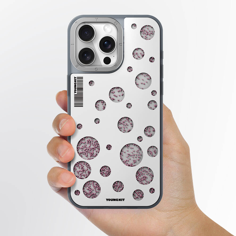 iPhone 15 Pro Kılıf M-safe Şarj Özellikli Youngkit Quicksand Beads Serisi Kılıf