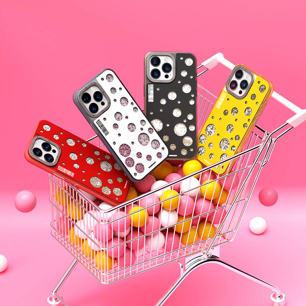 iPhone 15 Pro Kılıf M-safe Şarj Özellikli Youngkit Quicksand Beads Serisi Kılıf
