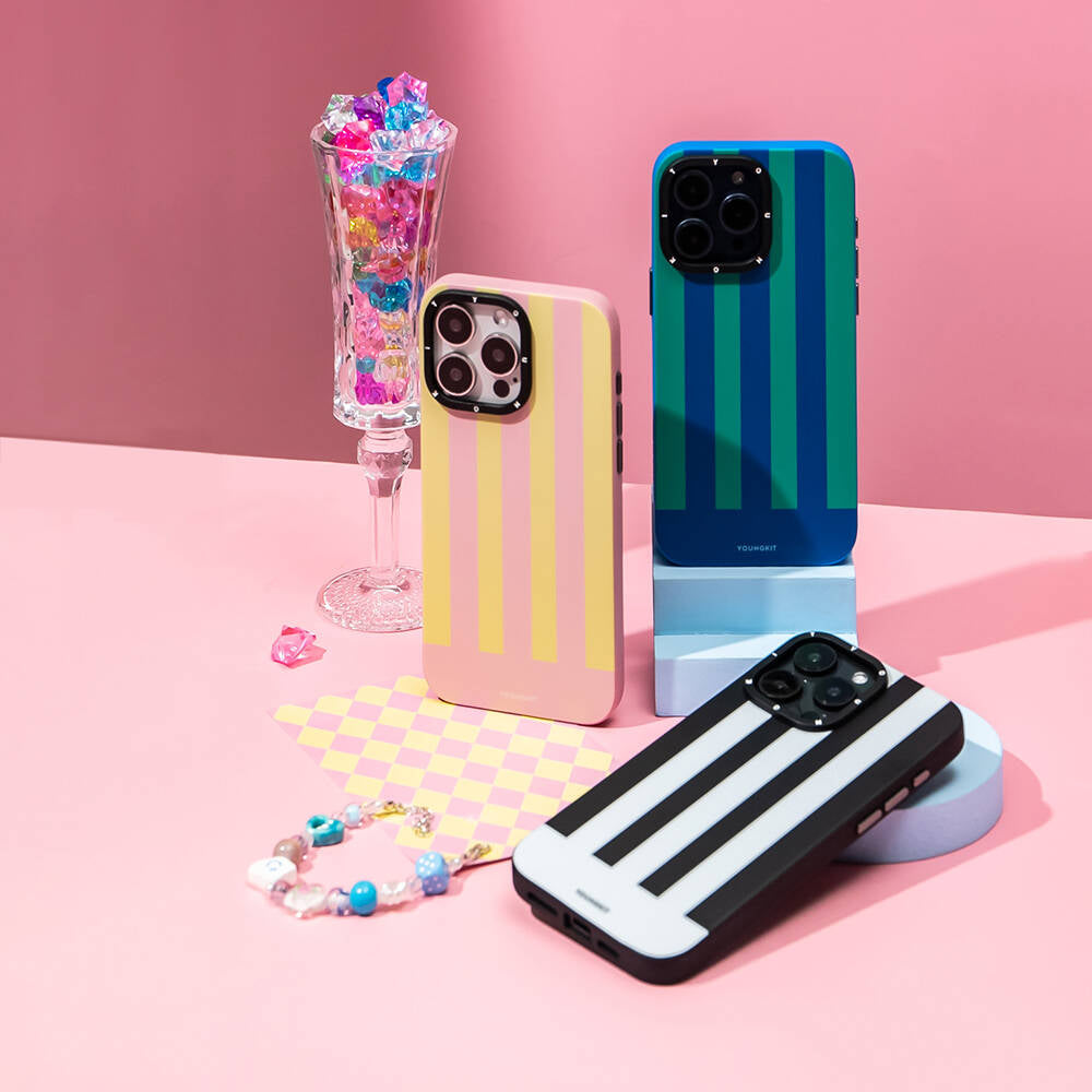 iPhone 15 Pro Kılıf M-safe Şarj Özellikli Youngkit Striped Piano Keys Serisi Kılıf