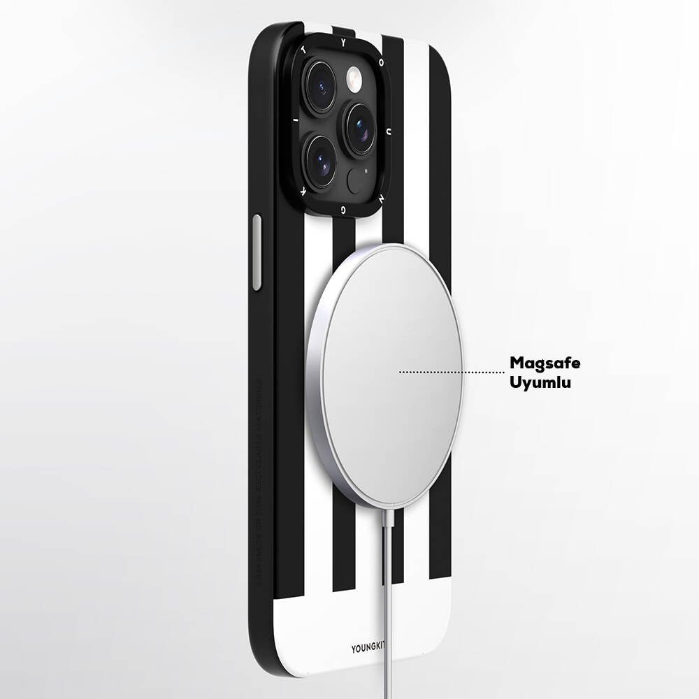 iPhone 15 Pro Kılıf M-safe Şarj Özellikli Youngkit Striped Piano Keys Serisi Kılıf