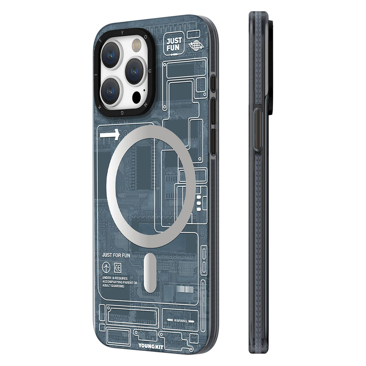 iPhone 15 Pro Kılıf M-safe Şarj Özellikli YoungKit Technology Serisi Kılıf