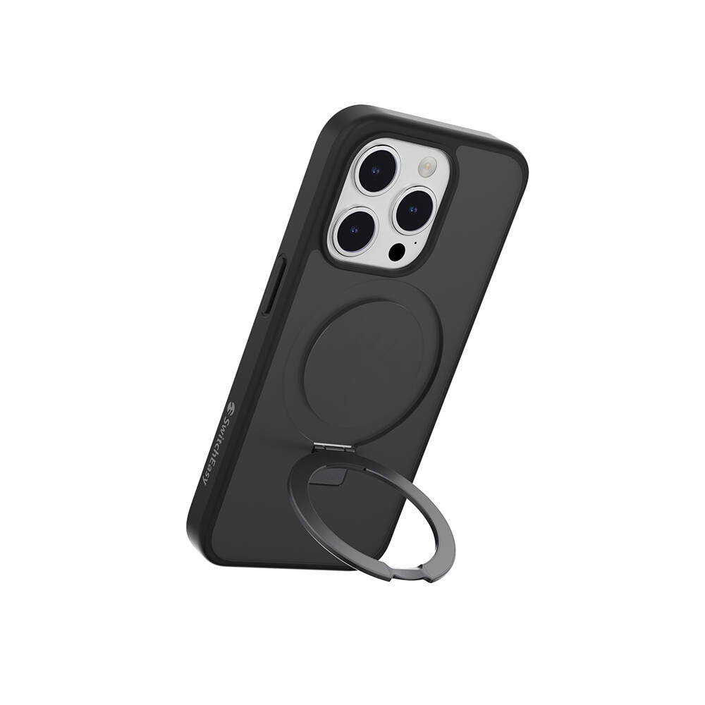 iPhone 15 Pro Kılıf M-safe Şarj Özellikli Yüzük Standlı Lisanslı Switcheasy Magstand-M Kılıf