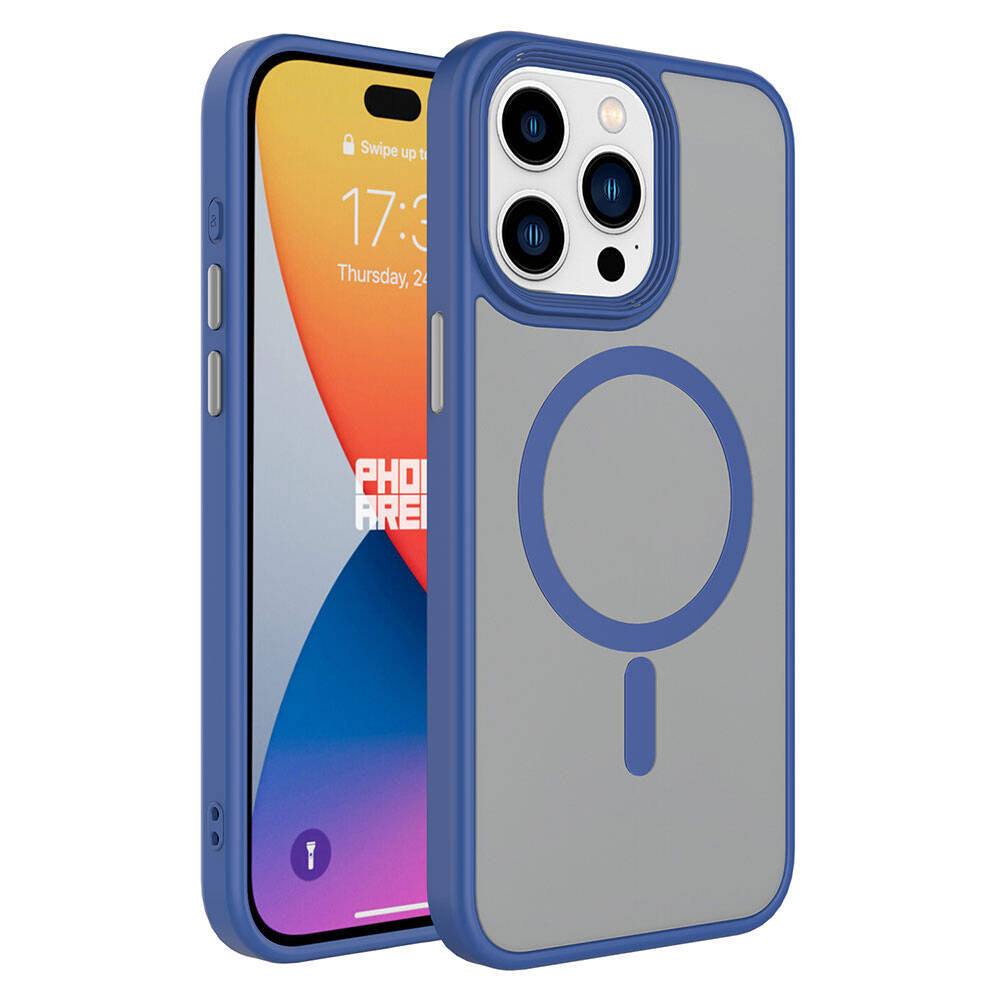 iPhone 15 Pro Kılıf Mat Arka Yüzey Wireless Şarj Özellikli Zore Flet M-safe Kılıf