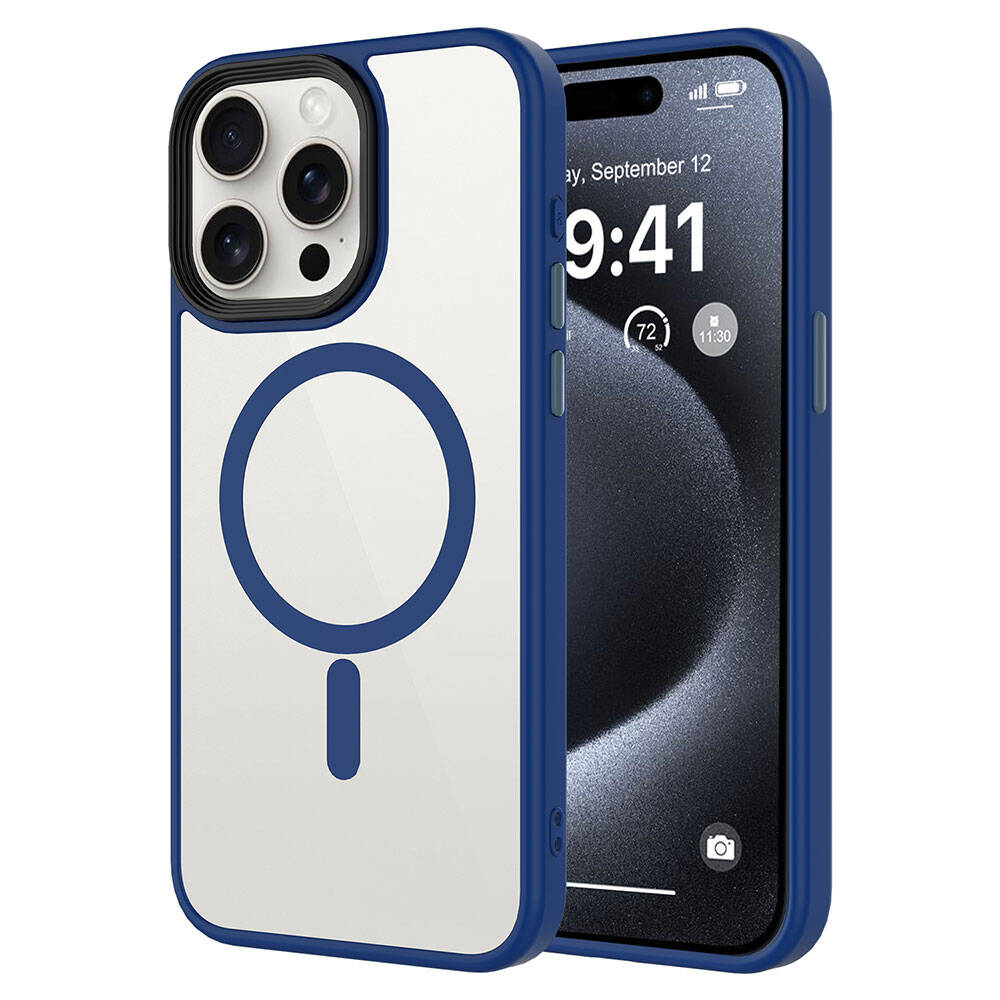 iPhone 15 Pro Kılıf Mat Arka Yüzey Wireless Şarj Özellikli Zore Flet M-safe Kılıf