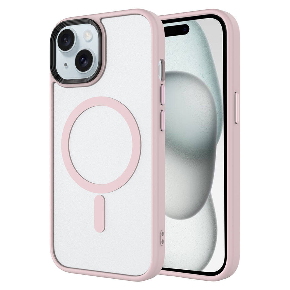 iPhone 15 Pro Kılıf Mat Arka Yüzey Wireless Şarj Özellikli Zore Flet M-safe Kılıf