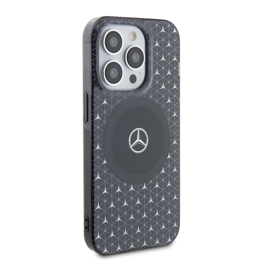 iPhone 15 Pro Kılıf Mercedes Benz Orijinal Lisanslı M-safe Şarj Özellikli Çift Katmanlı Mini Yıldız Desenli Kılıf