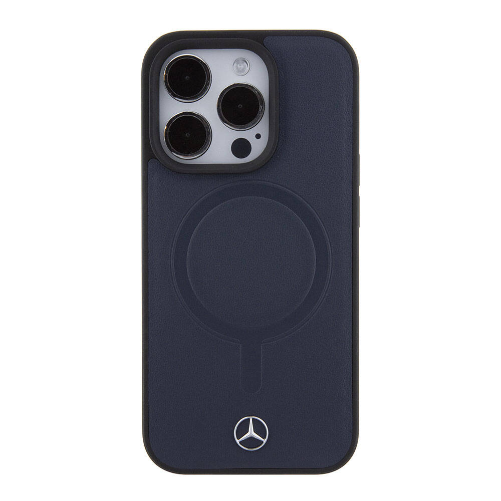 iPhone 15 Pro Kılıf Mercedes Benz Orijinal Lisanslı M-safe Şarj Özellikli Metal Yıldız Logolu Pürüzsüz Deri Kılıf
