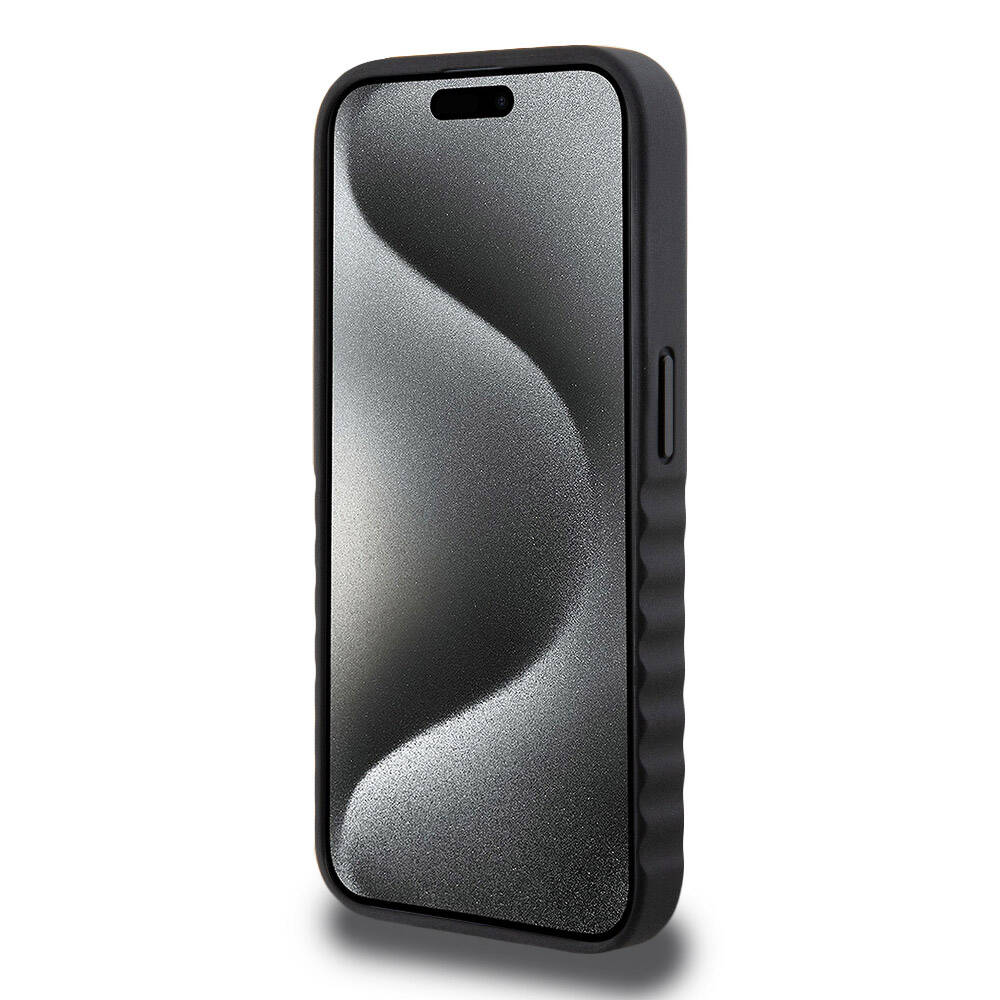iPhone 15 Pro Kılıf Mercedes Benz Orijinal Lisanslı Tırtıklı Kenar Tasarımlı Metal Yıldız Logolu Pürüzsüz Hakiki Deri Kılıf