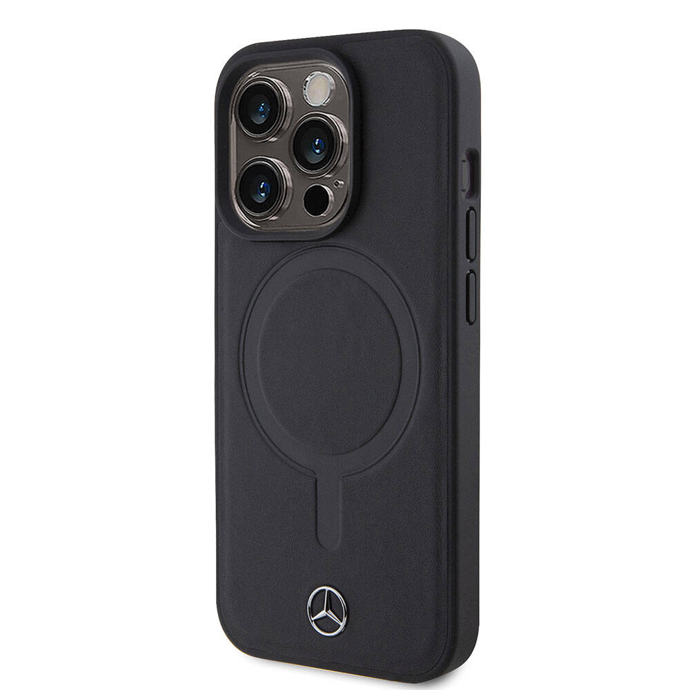 iPhone 15 Pro Kılıf Mercedes Benz M-safe Şarj Özellikli Yumuşak Deri Orijinal Lisanslı Kılıf