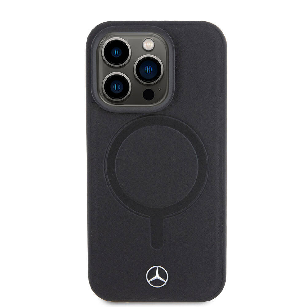 iPhone 15 Pro Kılıf Mercedes Benz M-safe Şarj Özellikli Yumuşak Deri Orijinal Lisanslı Kılıf