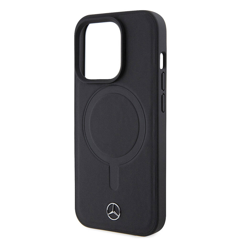 iPhone 15 Pro Kılıf Mercedes Benz M-safe Şarj Özellikli Yumuşak Deri Orijinal Lisanslı Kılıf