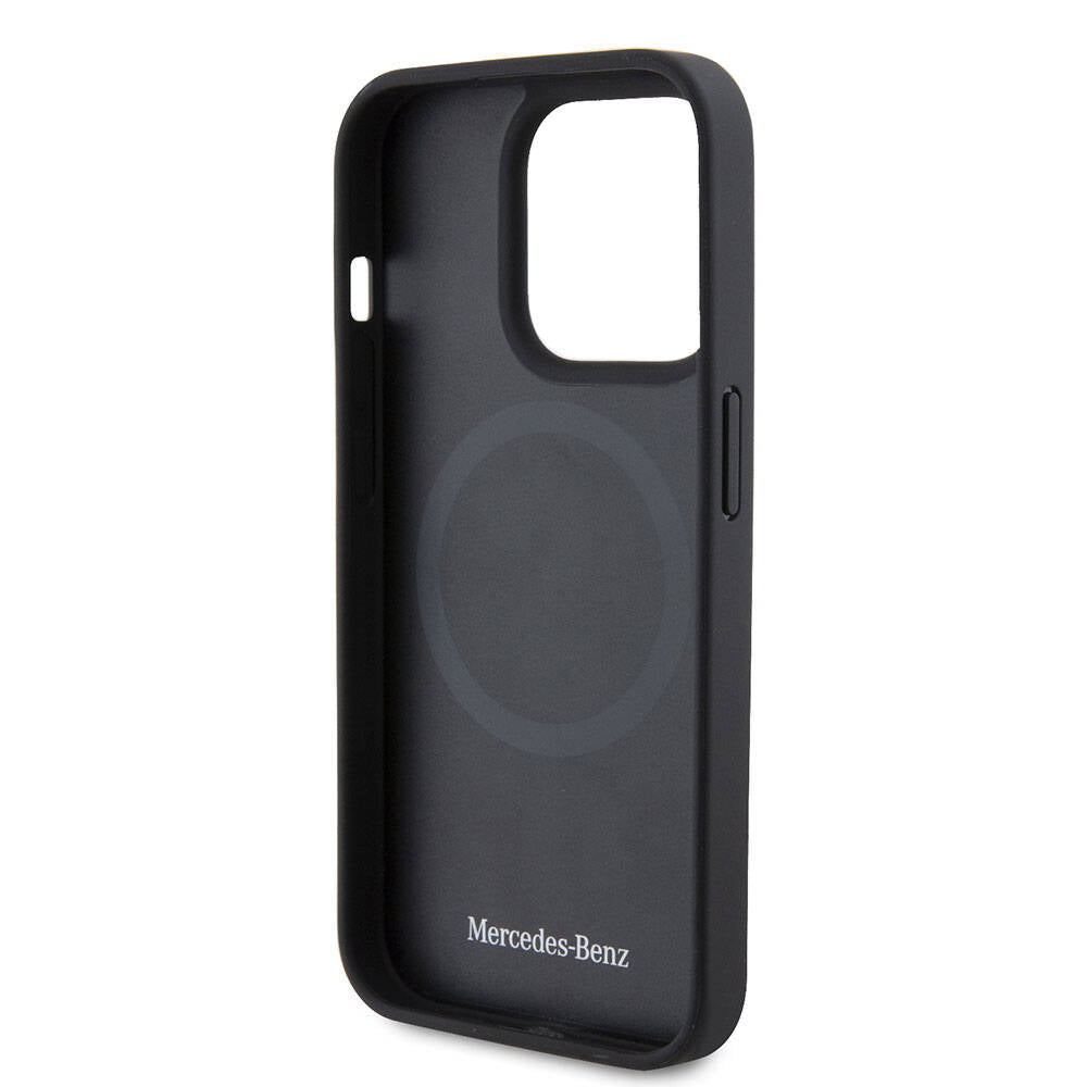 iPhone 15 Pro Kılıf Mercedes Benz M-safe Şarj Özellikli Yumuşak Deri Orijinal Lisanslı Kılıf