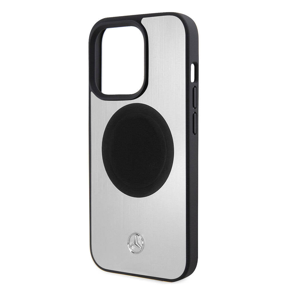 iPhone 15 Pro Kılıf Mercedes Benz orijinal Lisanslı M-safe Şarj Özellikli Alüminyum Arka Yüzey Metal Yıldız Logolu Kılıf