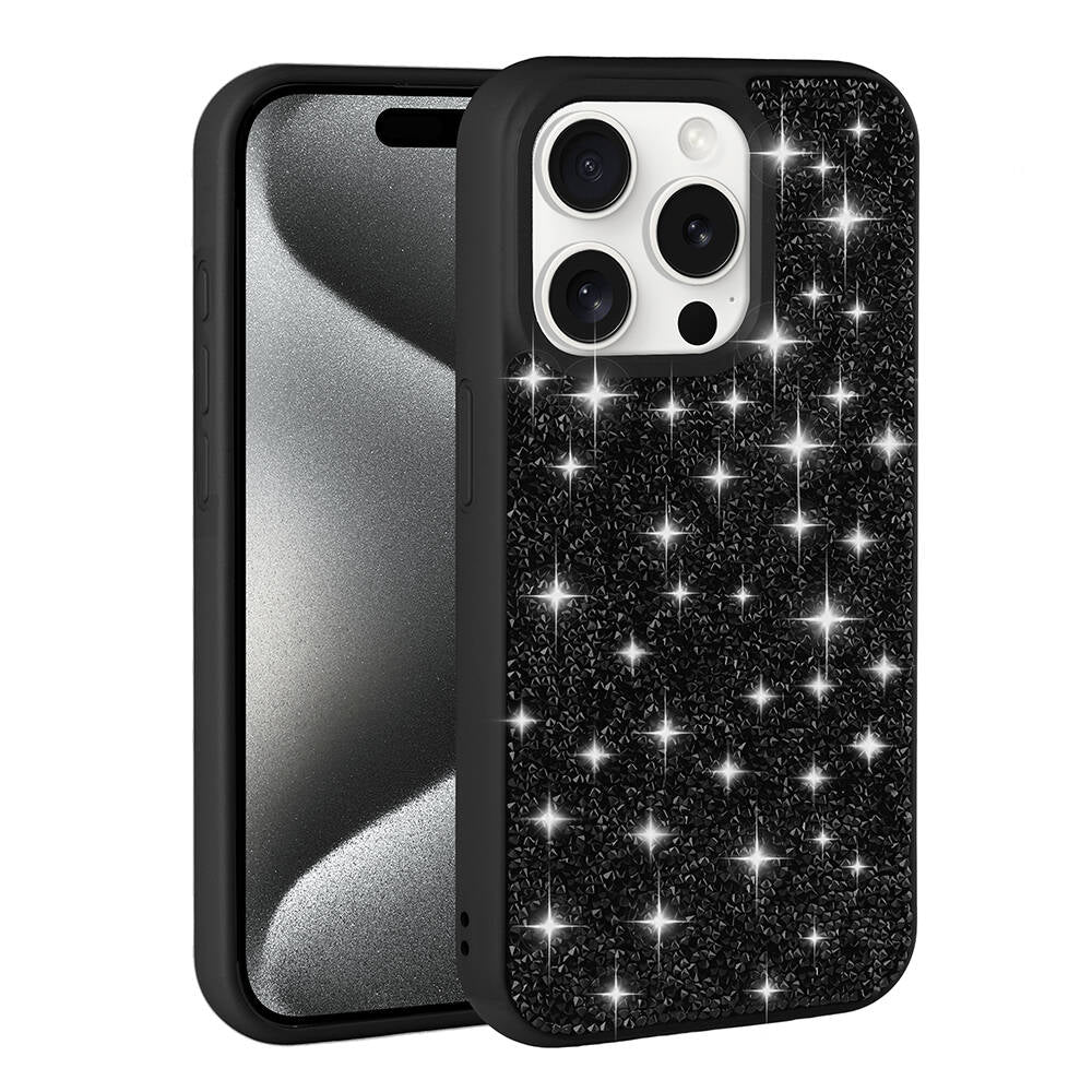 iPhone 15 Pro Kılıf Parlak Taşlı Tasarım Zore Pırlanta Kılıf