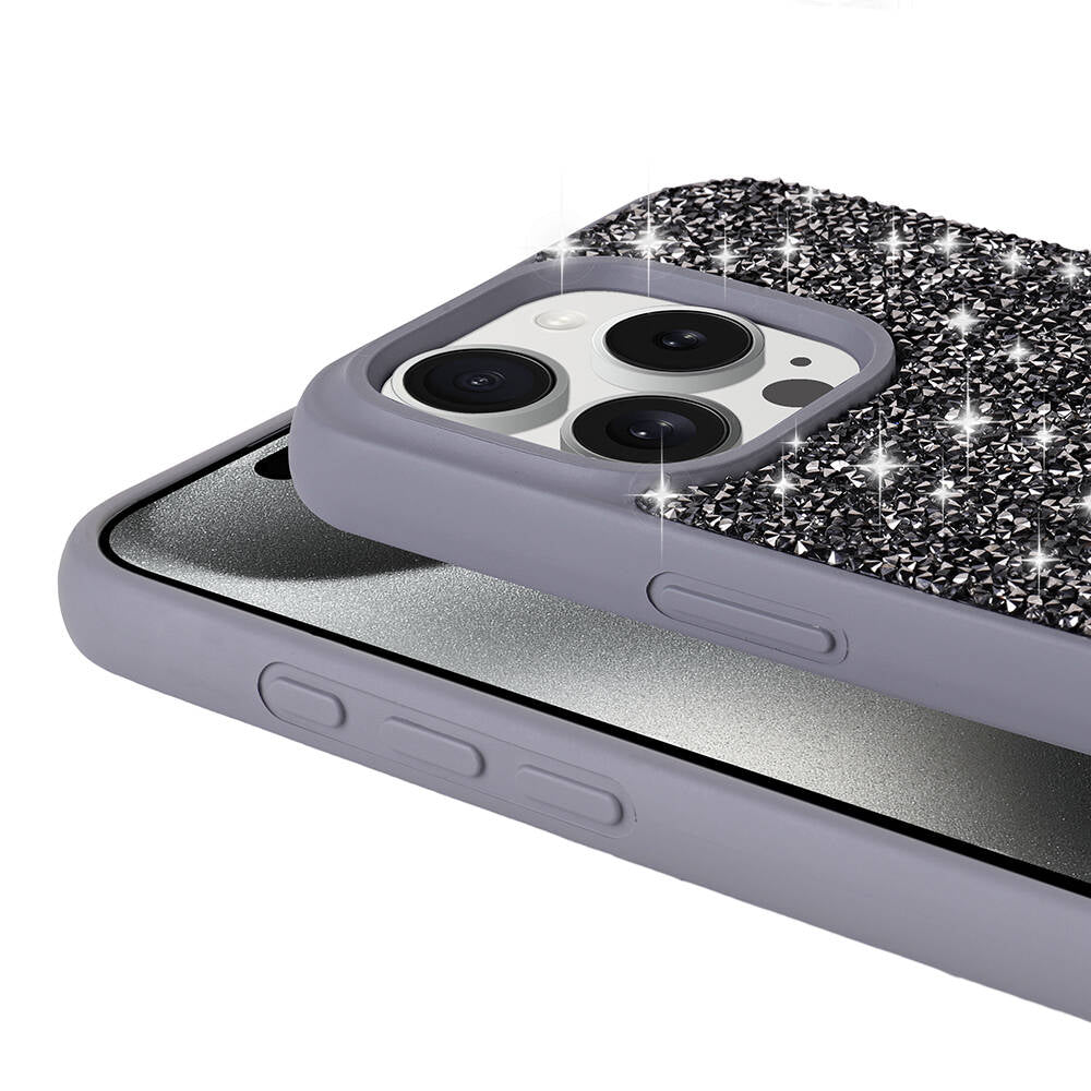 iPhone 15 Pro Kılıf Parlak Taşlı Tasarım Zore Pırlanta Kılıf