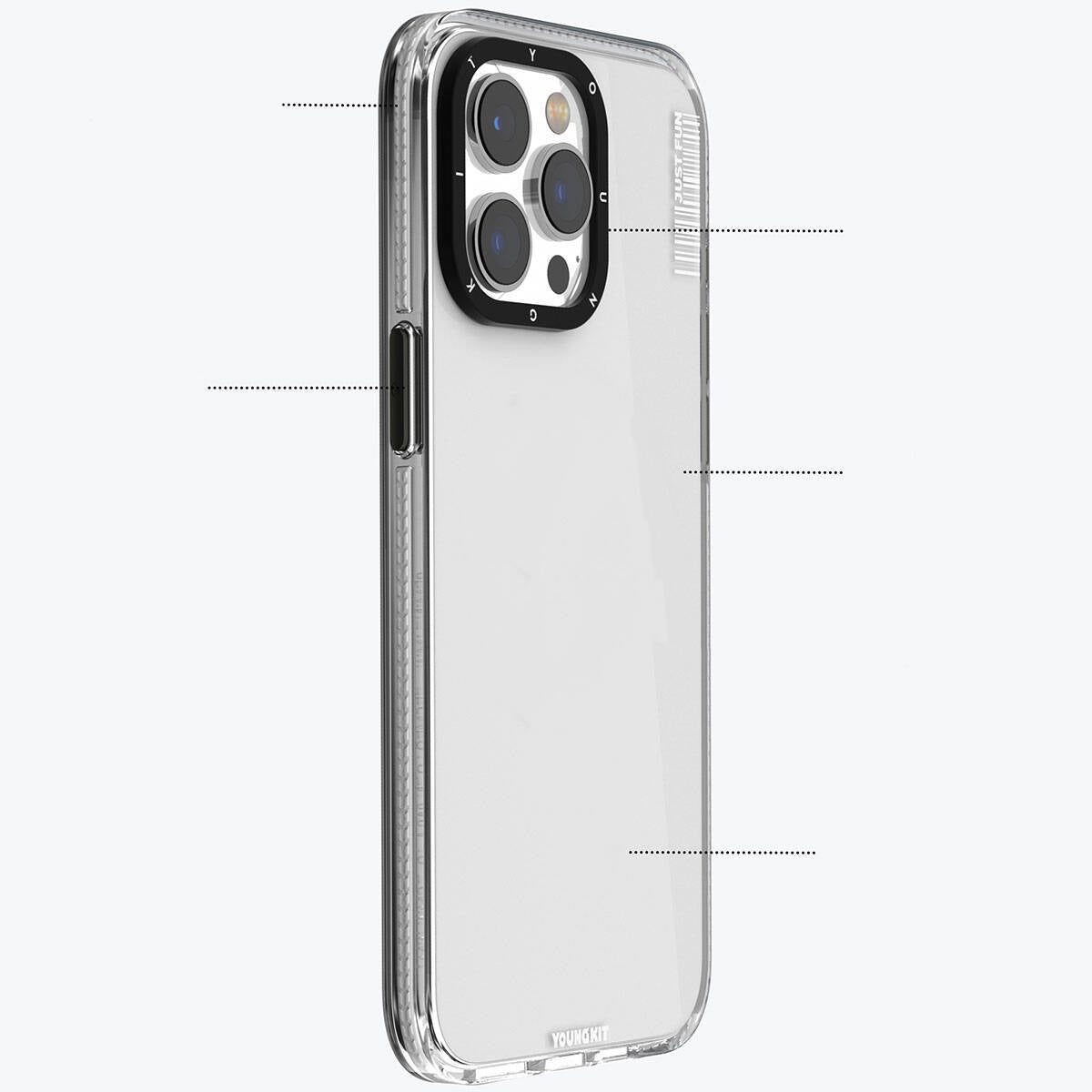 iPhone 15 Pro Kılıf Pürüzsüz Düz Arka Yüzey YoungKit Crystal Color Serisi Kılıf