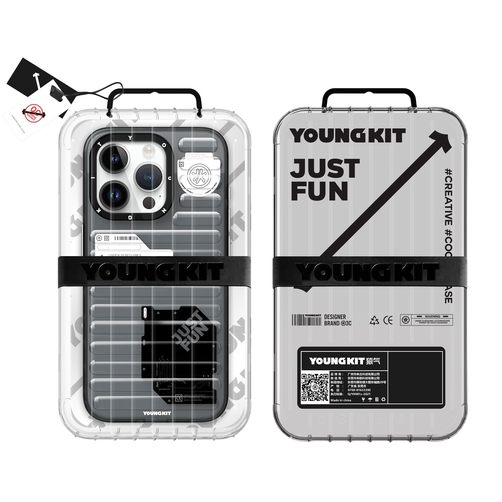 iPhone 15 Pro Kılıf Şeffaf Renkli Tasarım YoungKit Fluorite Serisi Kılıf