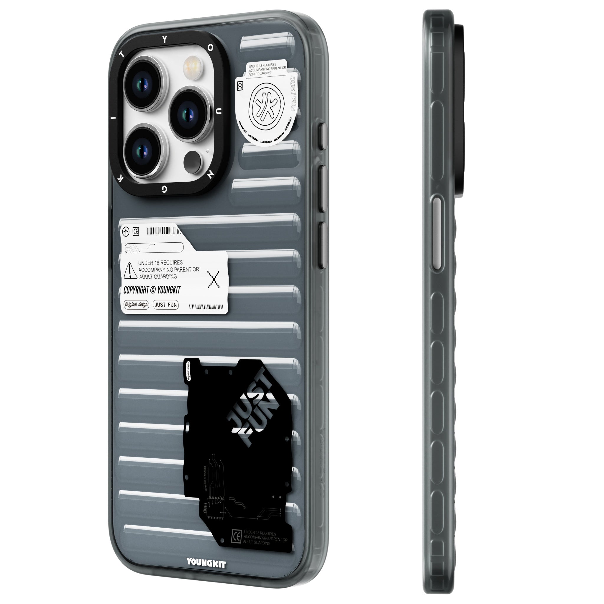 iPhone 15 Pro Kılıf Şeffaf Renkli Tasarım YoungKit Fluorite Serisi Kılıf