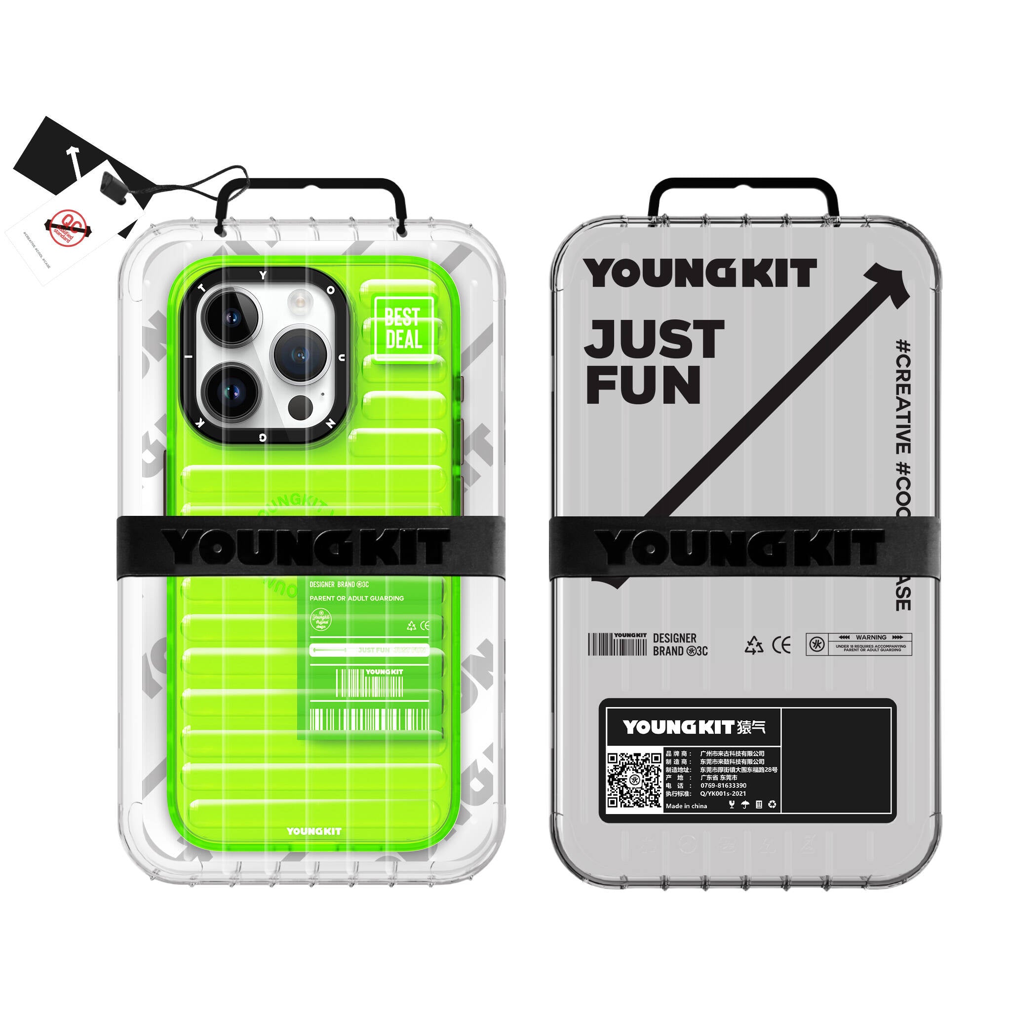 iPhone 15 Pro Kılıf Şeffaf Renkli Tasarım YoungKit Fluorite Serisi Kılıf