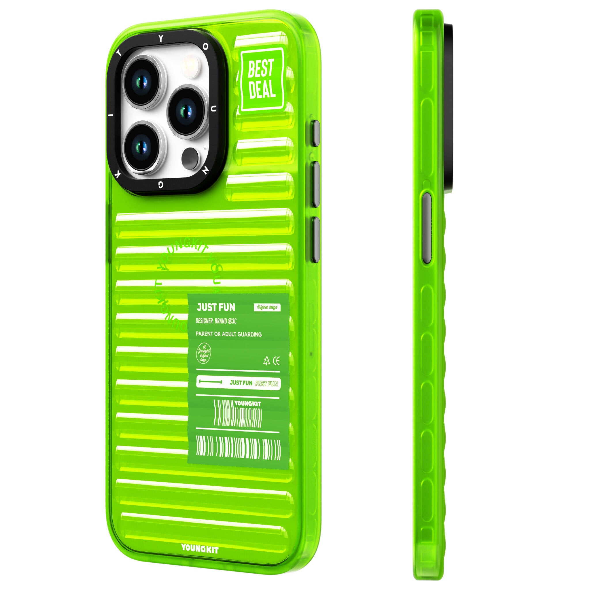 iPhone 15 Pro Kılıf Şeffaf Renkli Tasarım YoungKit Fluorite Serisi Kılıf